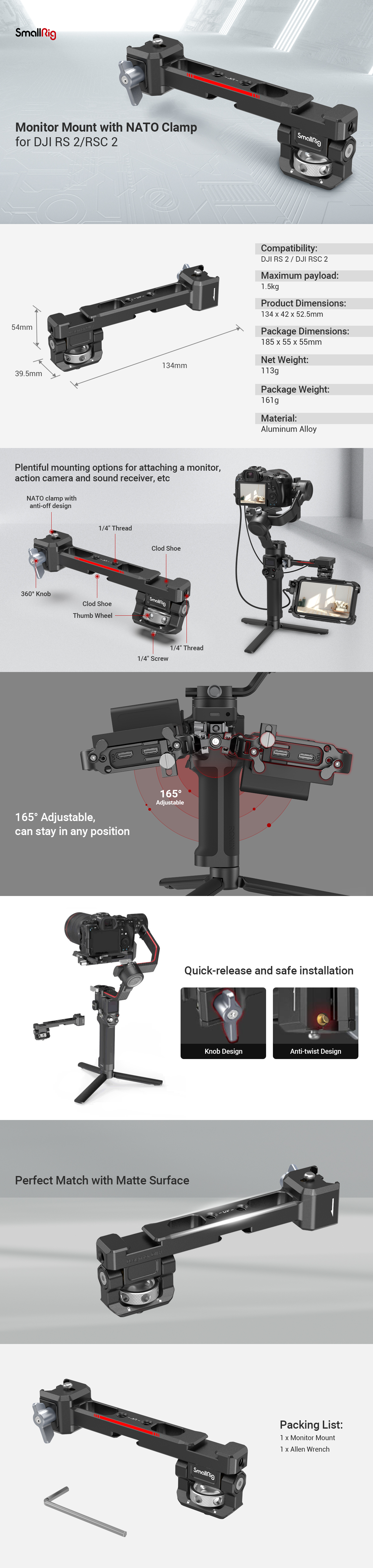 DJI RS 2 / RSC 2 / RS 3 / RS 3 Pro/ RS 3 mini用NATOクランプ DJI RS 2 / RSC 2 / RS 3 / RS 3 Pro/ RS 3 mini用NATOクランプ