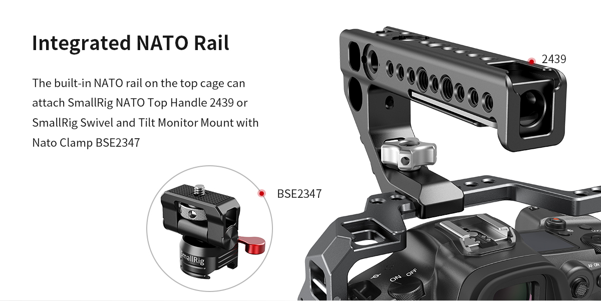 SmallRig 2982 Camera Cage For Canon EOS R5 C / R6 - Aluminum Alloy With Cold Shoe - View #4