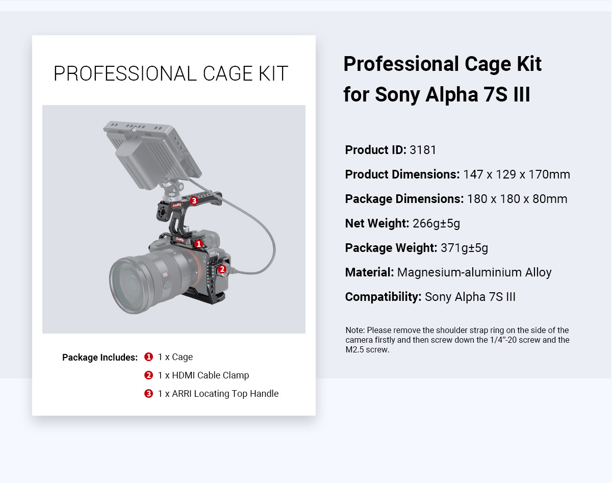 Sony Alpha A7S III用超軽量ケージ