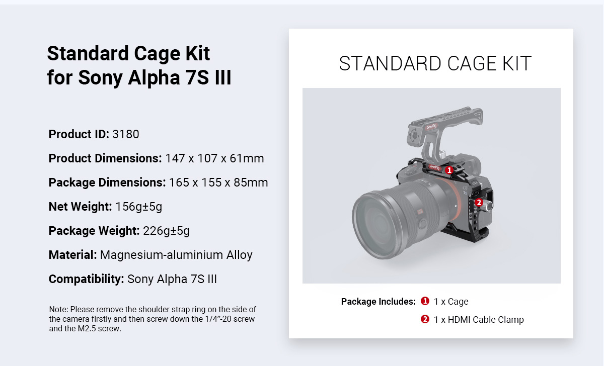 Smallrig Camera Cage Only For Sony Alpha 7s Iii / A7s Iii