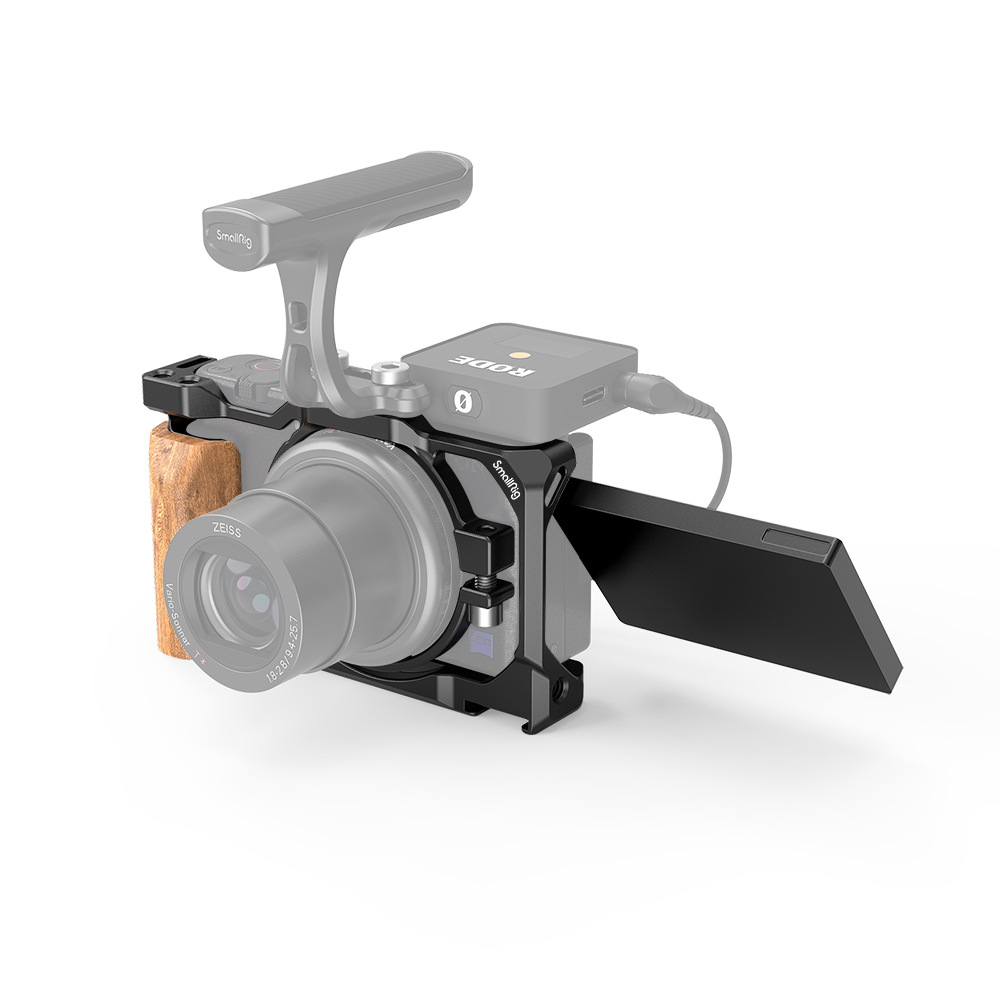 Camera Cage with Wooden Handgrip for Sony ZV-1F / ZV1 Camera