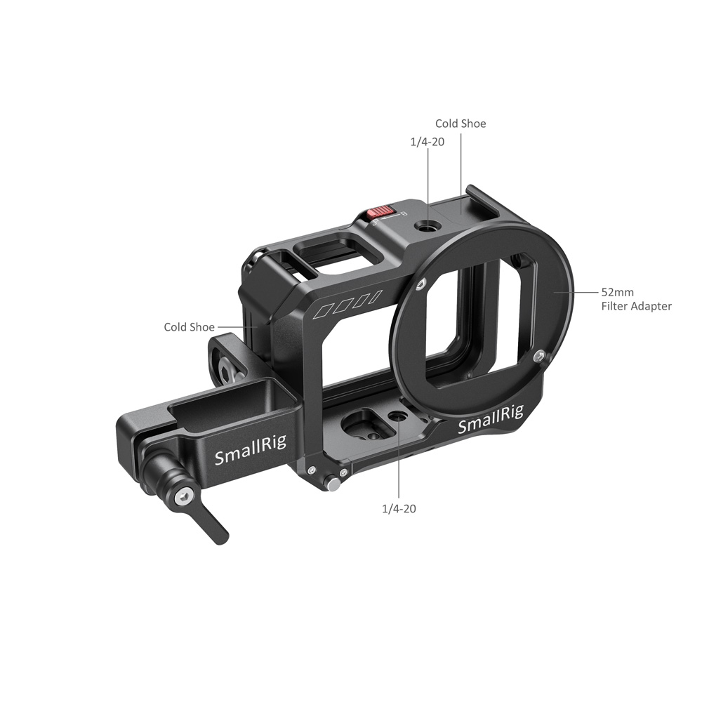 Vlogging Camera Cage and Mic Adapter Holder for GoPro HERO8 Black