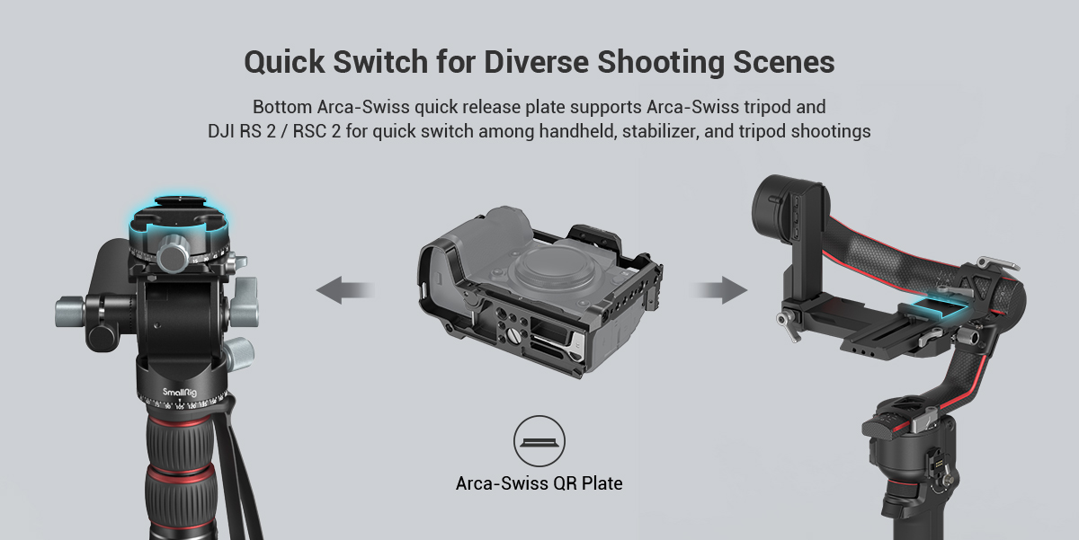 X-H2S L-Bracket | Arca-Swiss QR | DJI RS 2 Compatible