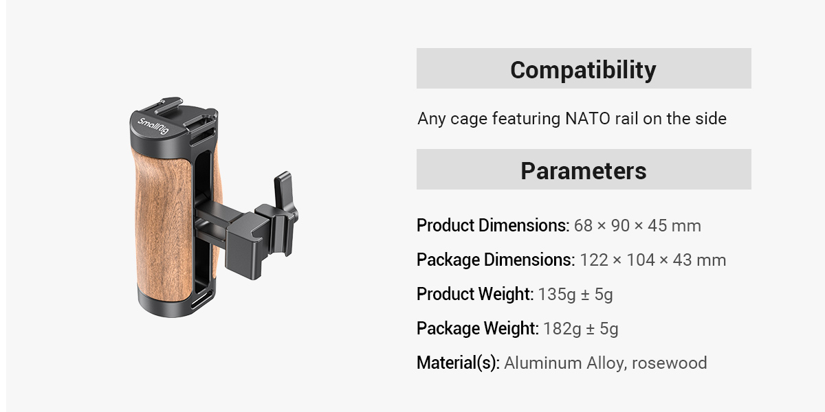 Wooden NATO Side Handle | Ergonomic | Adjustable Grip