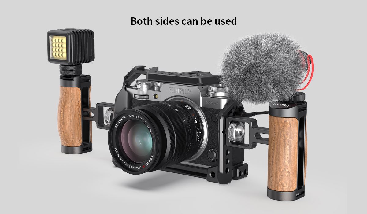 SMALLRIG Wooden Mini Handle Side Handgrip With 1/4"-20 Screws For Mirrorless Digital Camera DSLR Camera Small Camera Cage With Cold Shoe Mount Built-in Wrench, Up And Down Adjustable - 2913