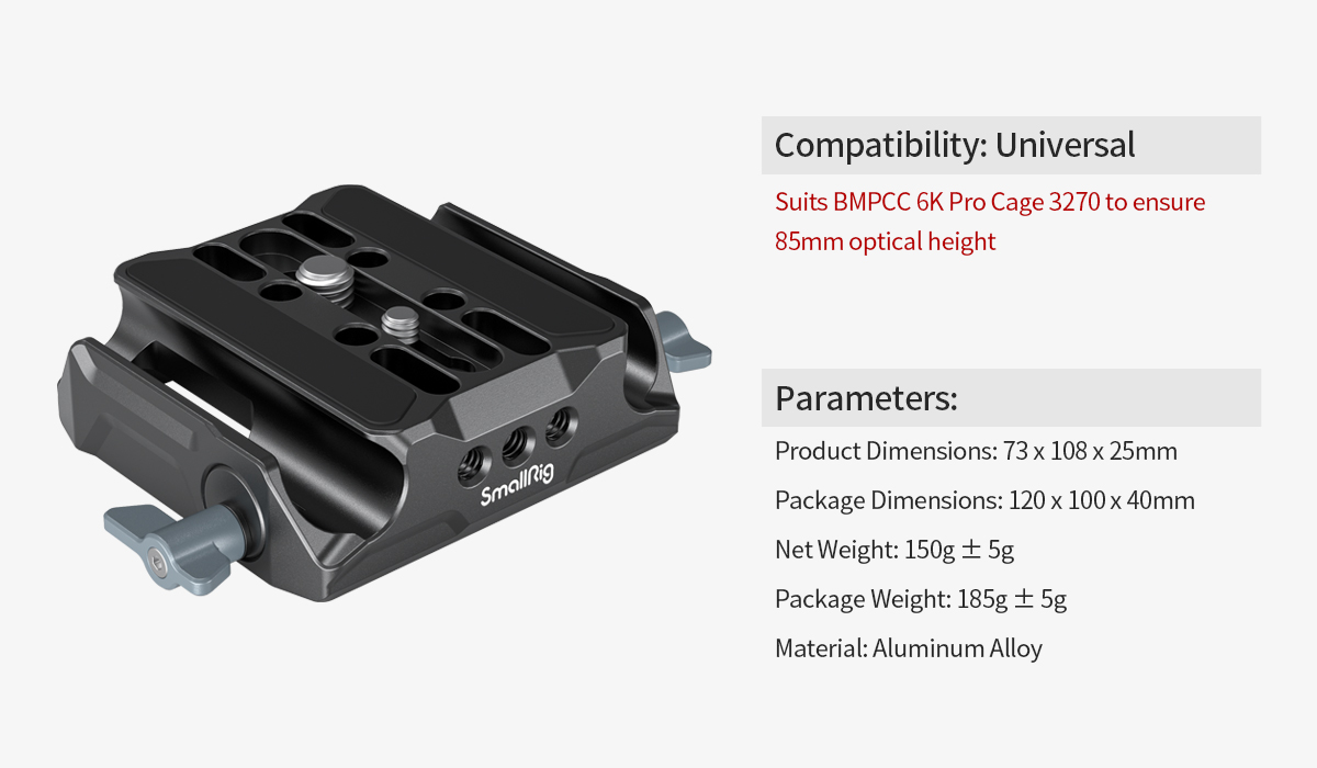 Universal LWS Baseplate | Dual 15mm Rod Clamp for Rigs