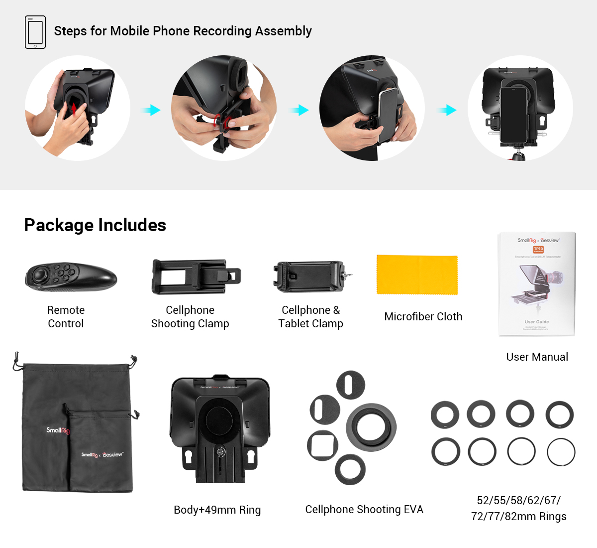 x Desview Portable Tablet / Smartphone / DSLR Teleprompter TP10