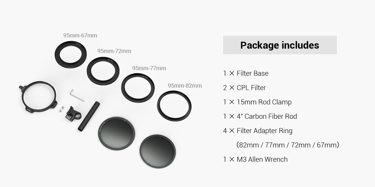 デジタルカメラ SmallRig 95mm CPL-VND Filter Kit 95mm CPL-VND Filter Kit with Rod Clamp
