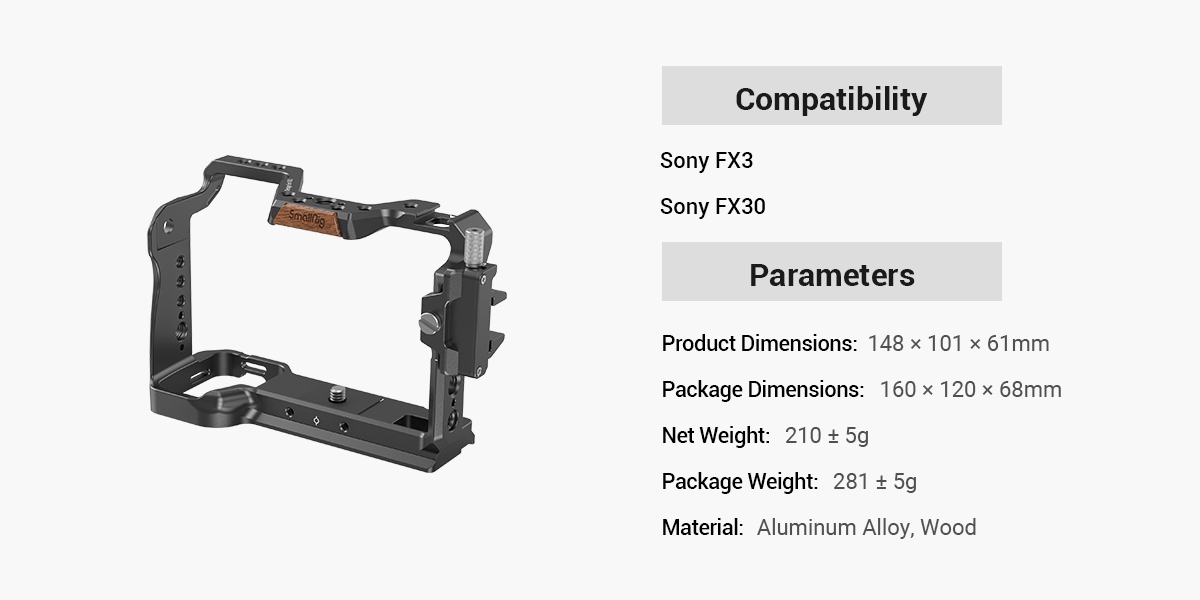 SmallRig SONY  FX3, FX30 用 フルケージ SONY FX3/ FX30 用ケージ
