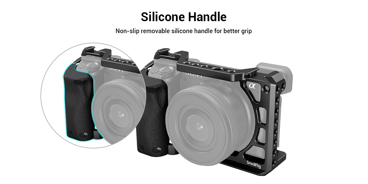 Camera Cage with Silicone Handle for Sony A6100/A6300/A6400