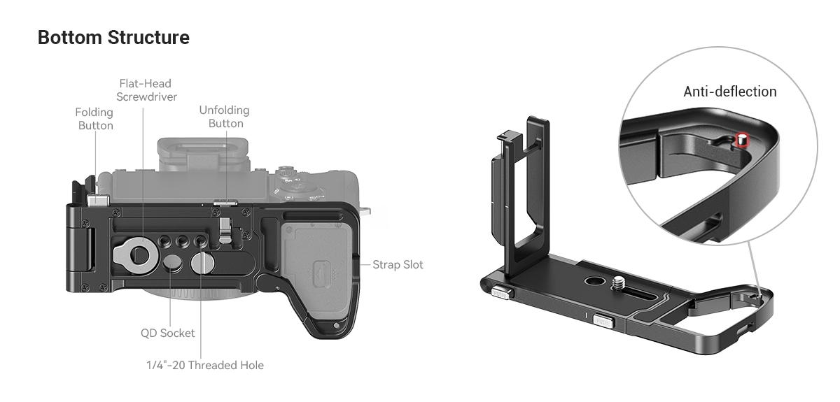 Sony α7R V / α7 IV / α7S III用折りたたみ式L型ブラケット