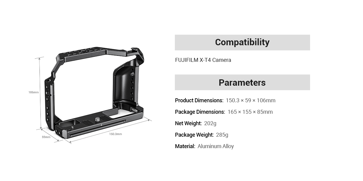 Camera Cage for FUJIFILM X-T4 Camera