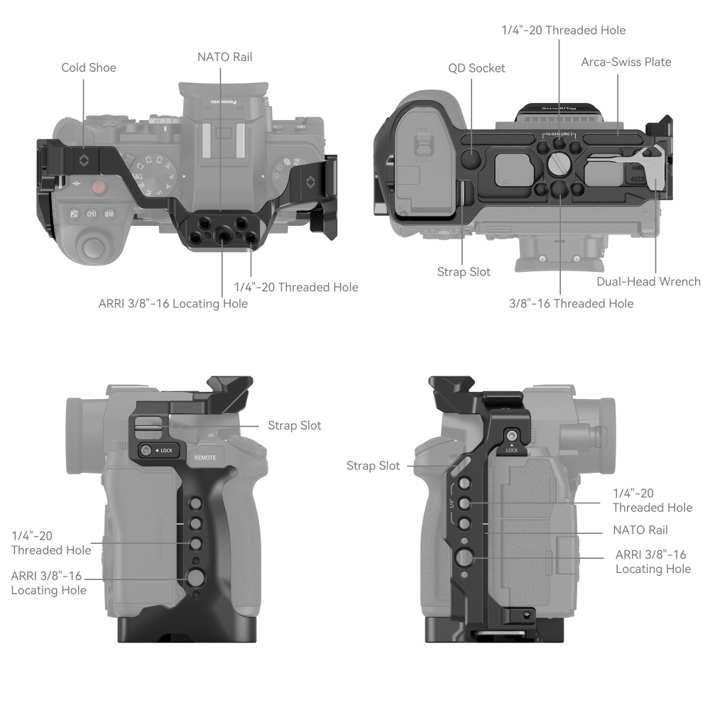 Gabbia (Cage) Nitze Per Panasonic Lumix S5 II / S5 II X / G9 II - Con Binari NATO E Piastra Arca