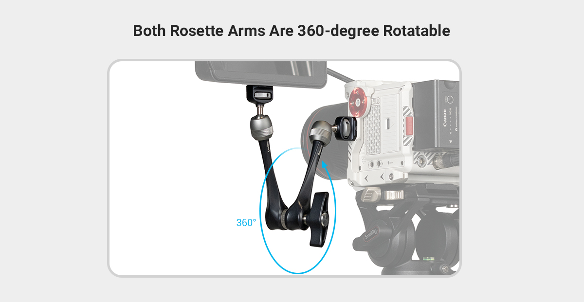 SMALLRIG ARRI-Style Dual Ball Heads Magic Arm met een 1/4-20 Schroef en een 3/8-16 Lokalisatieschroef voor ARRI, Maximale Belasting 13.23lbs/6kg - 3874