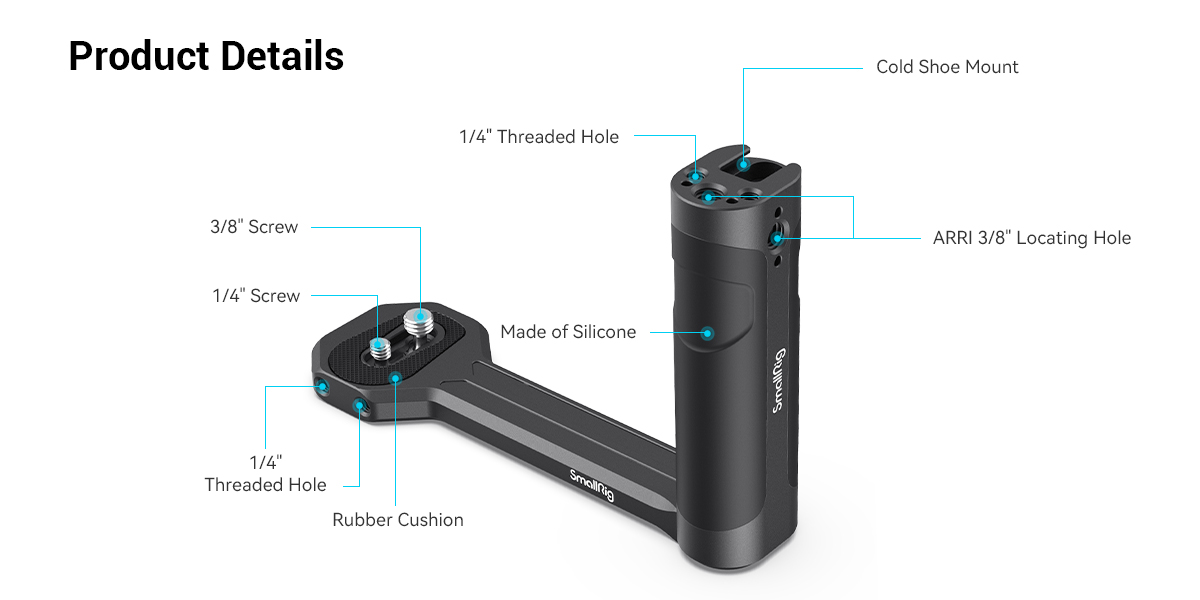 SMALLRIG Maniglia Laterale In Legno Per Gimbal DJI RS 3, Ronin, Zhiyun Crane E Moza – Con Attacchi 1/4” E 3/8”