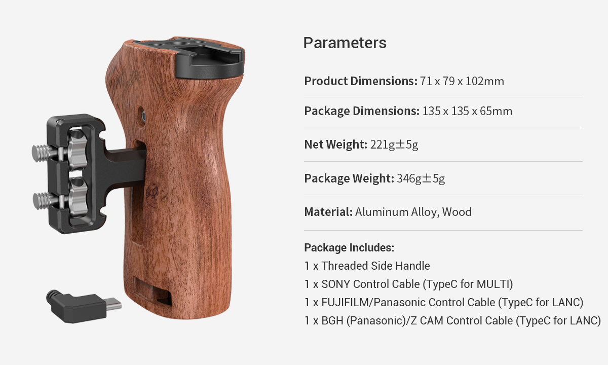 Threaded Side Handle with Record Start/Stop Remote Trigger