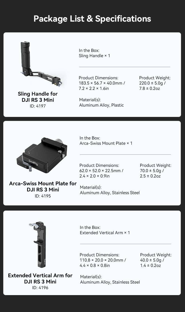 Arca-Swiss Mount Plate RS 3 Mini | Low CG, Quick Install