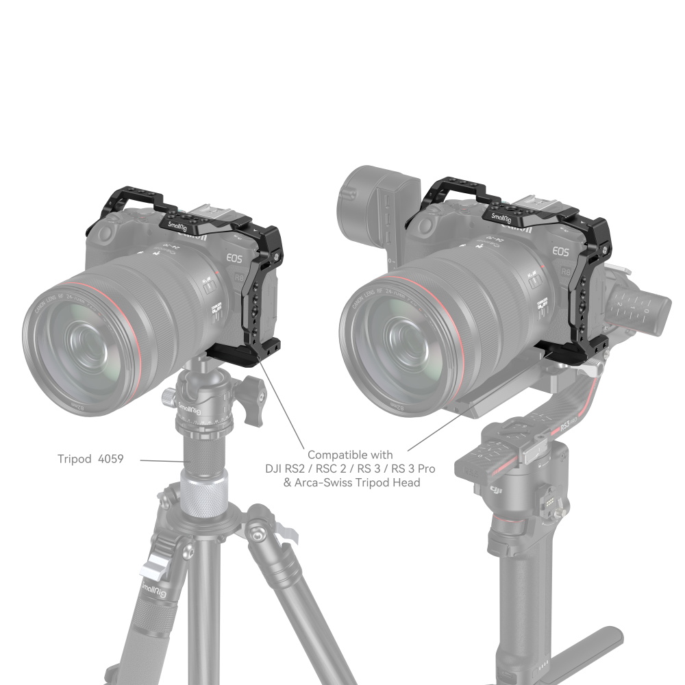 EOS R8 Camera Cage | Arca-Swiss Plate & Secure Mounting