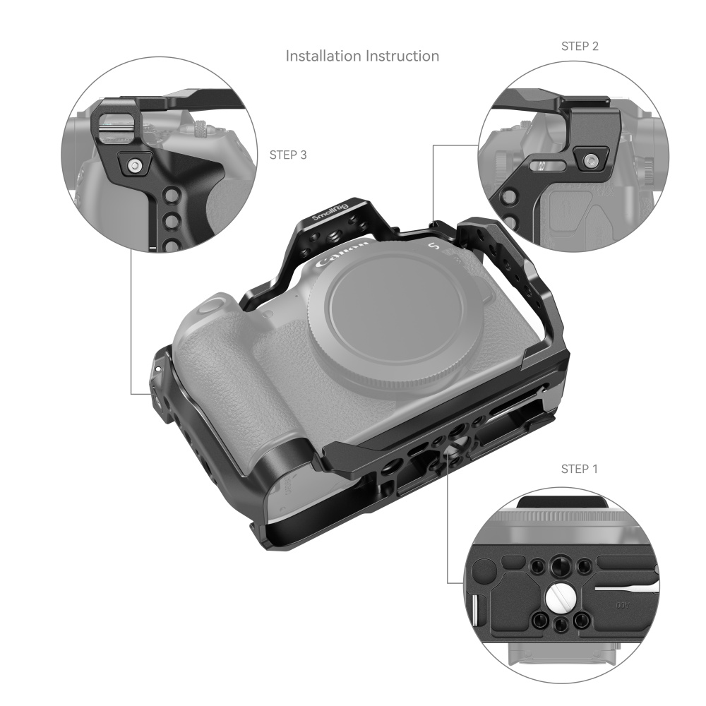 EOS R8 Camera Cage | Arca-Swiss Plate & Secure Mounting