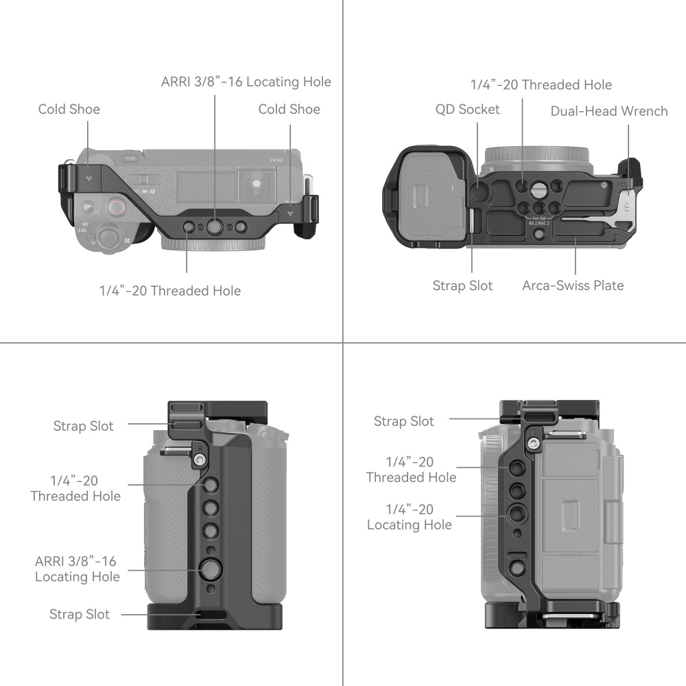 ZV-E1 Camera Cage | Arca-Swiss QR | Secure Locking