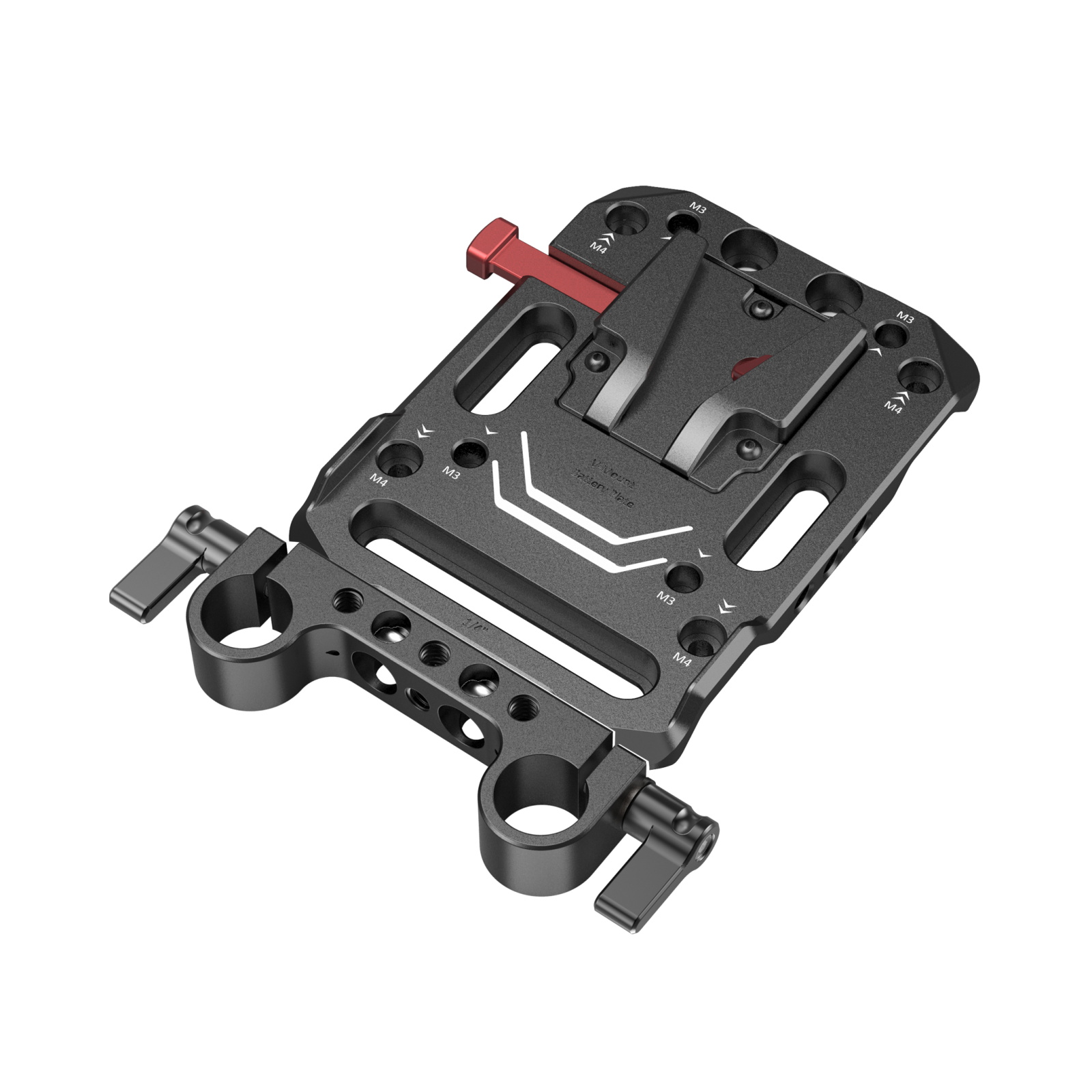 V Mount Battery Plate with Dual 15mm Rod Clamp