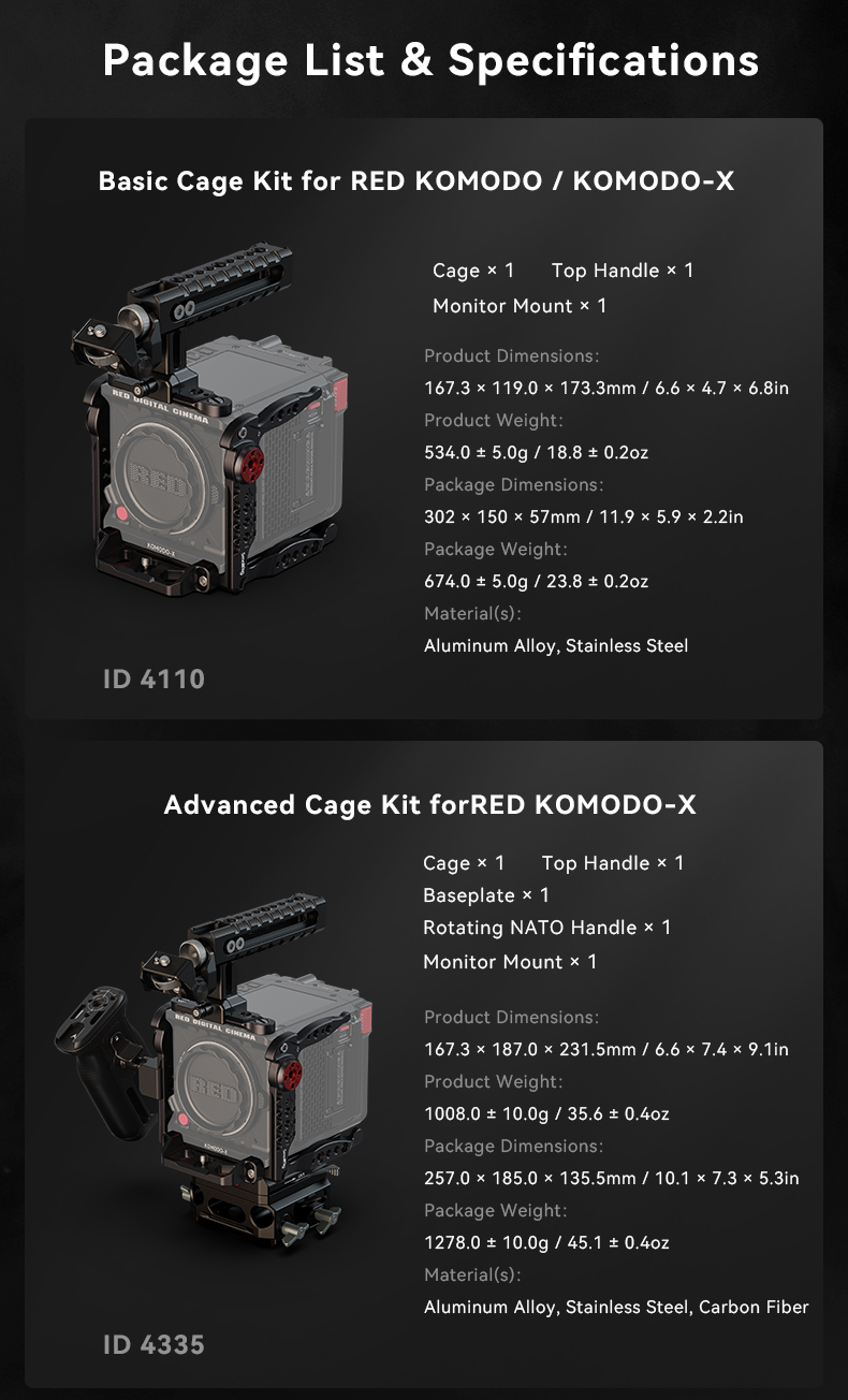 RED KOMODO/X Cage | Pro Filming Rig Kit