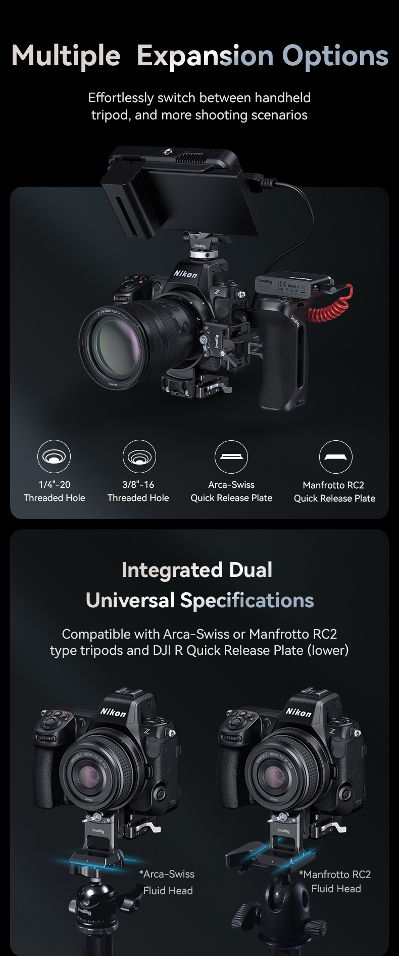 SMALLRIG Horizontale-naar-Verticale Montageplaatkit Voor Spiegelloze Camera's - Sony, Fujifilm, Nikon, Canon - 4349