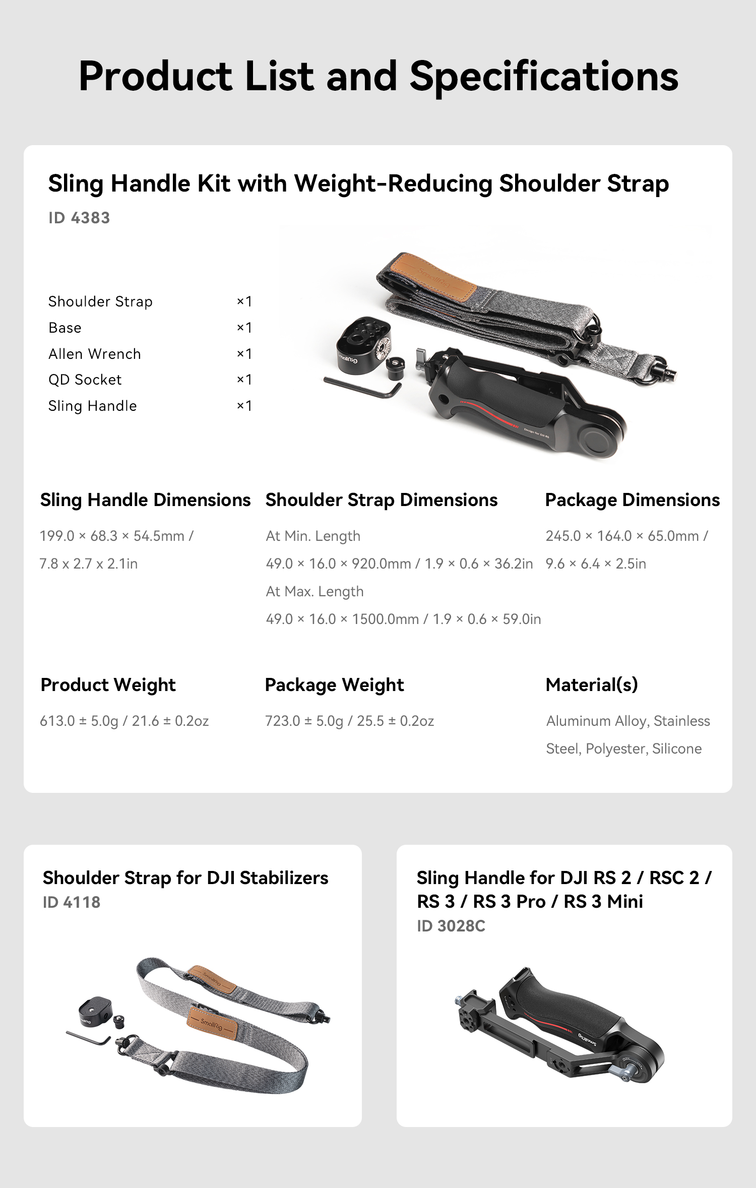 RS 4 RS 3 Sling Handgrip Kit | Weight-Reducing | SmallRig