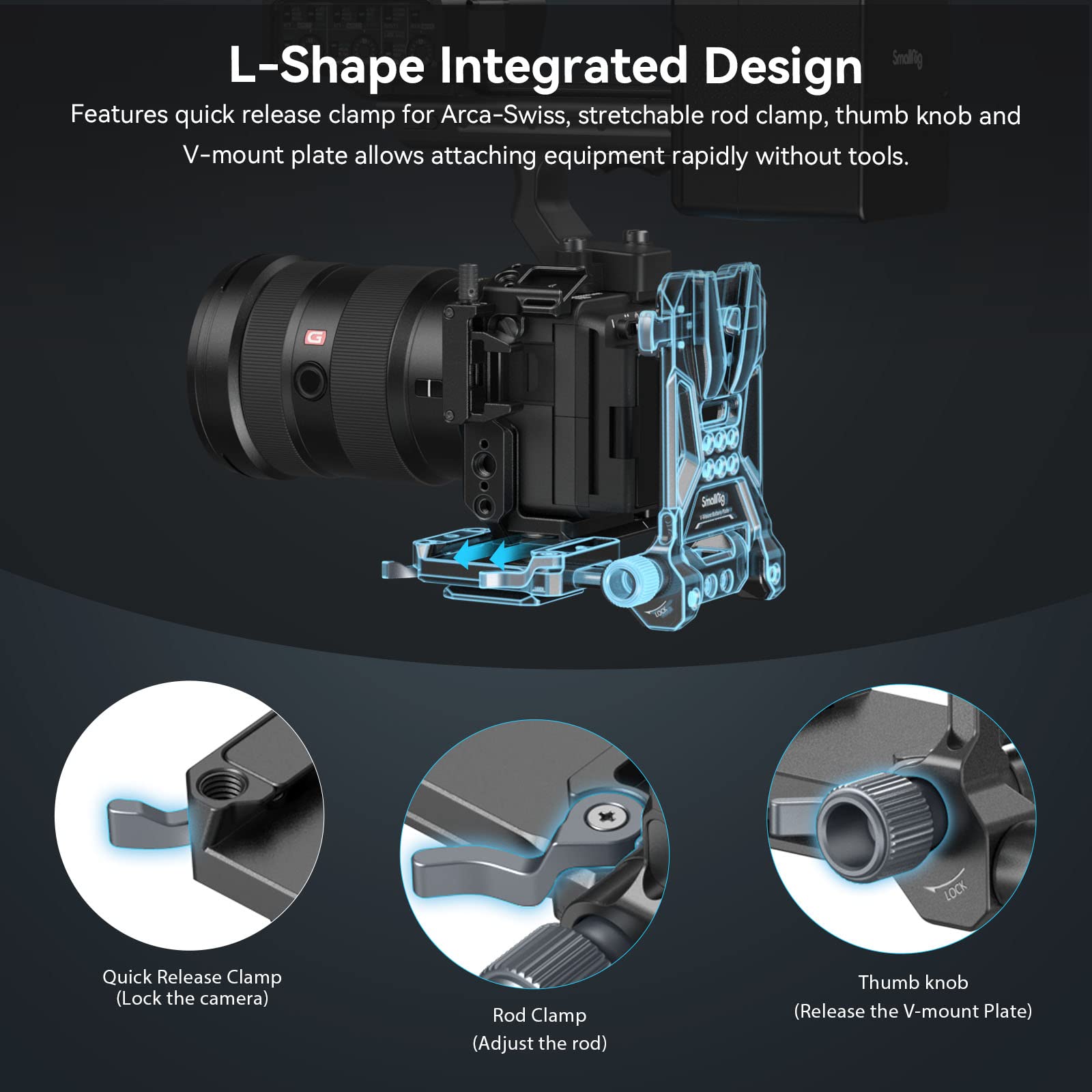 SmallRig V マウント バッテリー プレート 4064B Compact V-Mount Battery System | Arca-Swiss QR | SmallRig