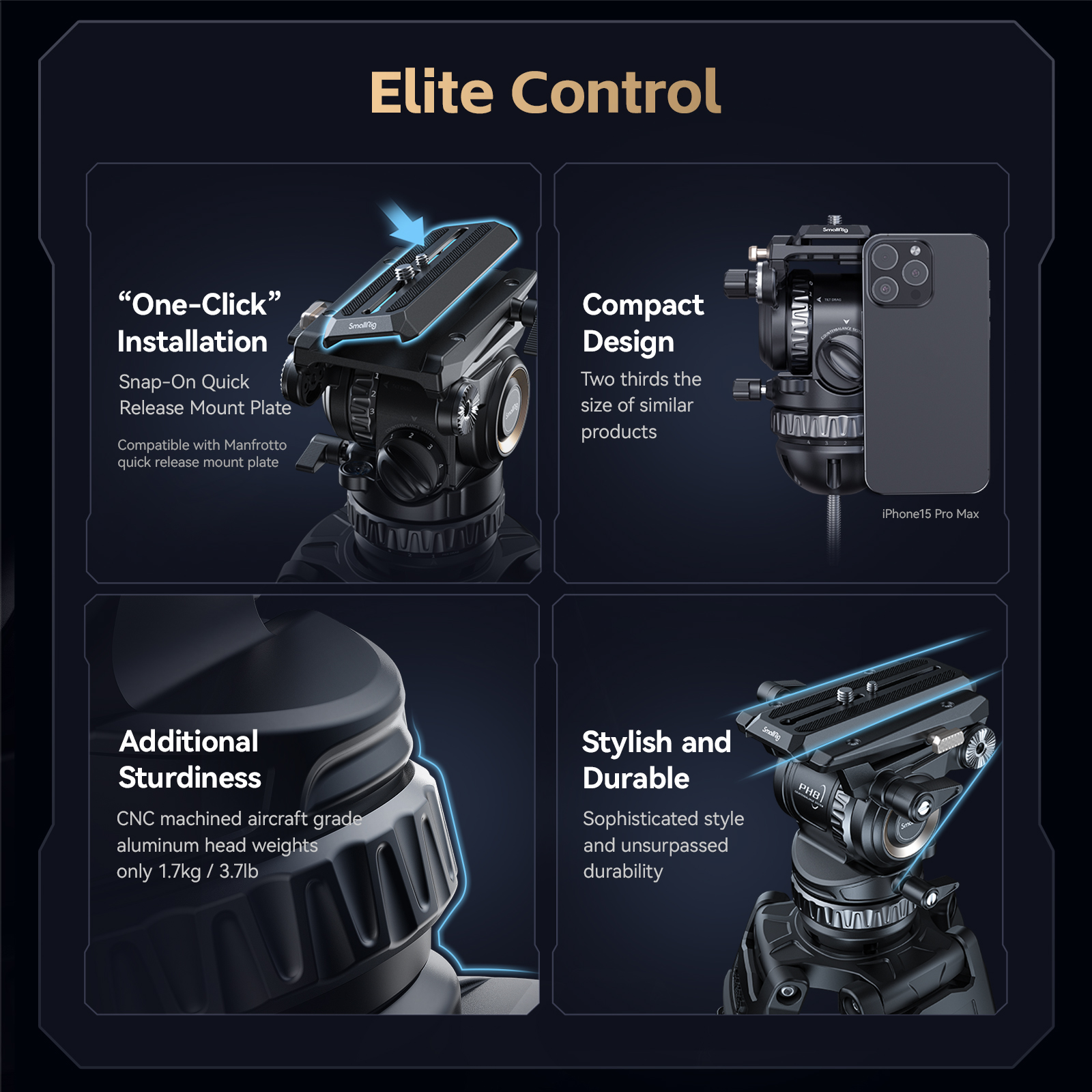 Carbon Fiber Video Tripod | Counterbalance Fluid Head | SmallRig