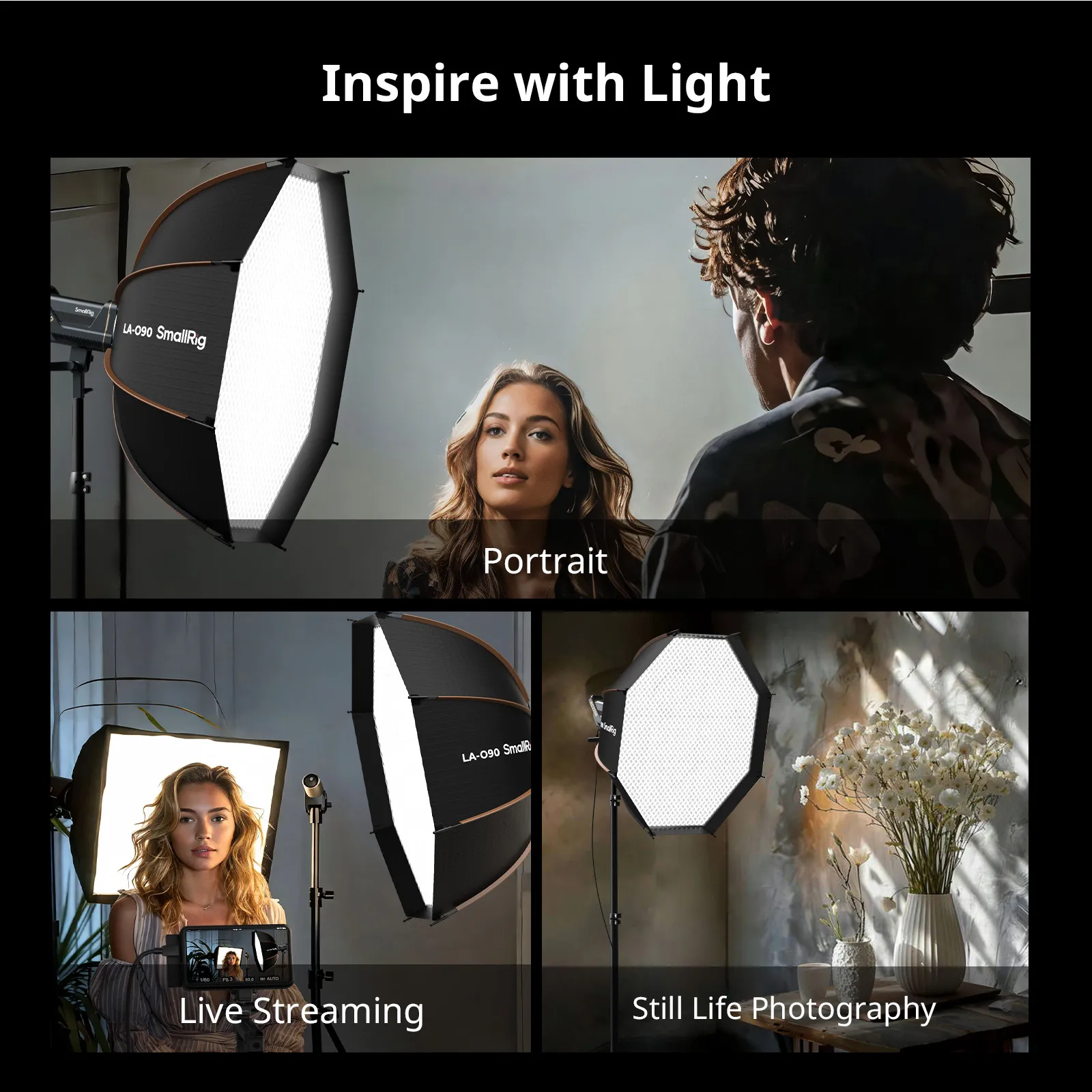 CATEGORY/Lighting System/Softboxes LA-O90 Octagonal Softbox-SKU:4633/Package Weight (kg):1.3/