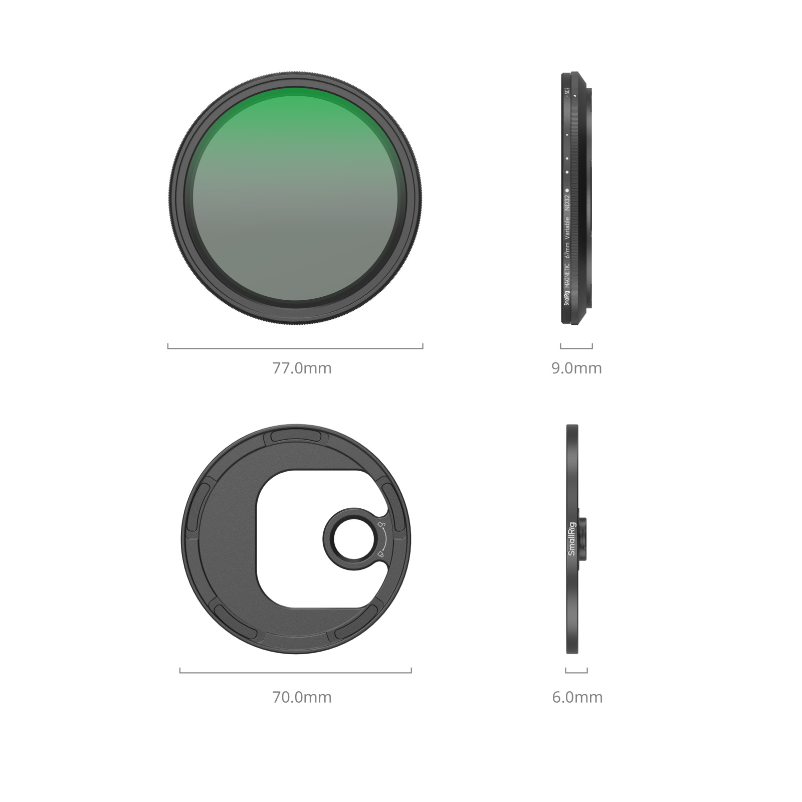 SMALLRIG 52 mm Magnetische Variabele ND2-ND32 (1-5 stops) Filterset voor SMALLRIG Phone Houder voor iPhone 15 Serie, VND-Filter met M-mount Filter Adapter, Geen X Cross HD Optische Glas - 4386B