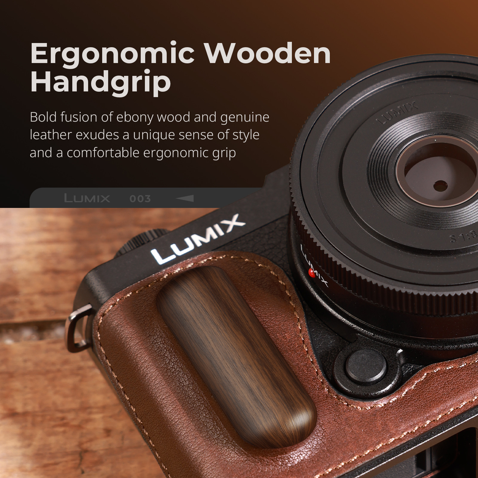 S9 Leather Half Case | Wooden Grip | Tripod Mount