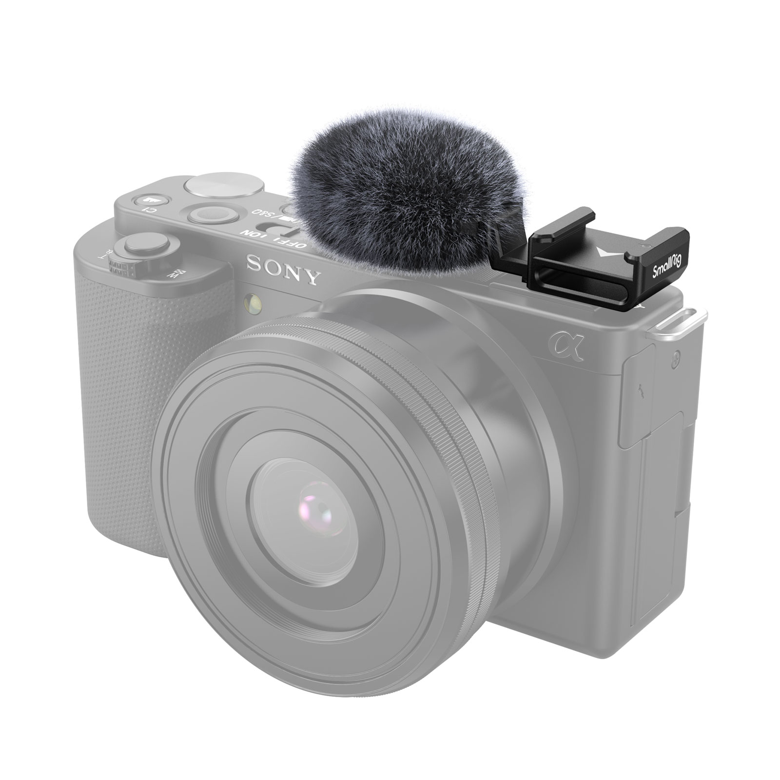 Cold Shoe Adapter with Furry Windscreen for Sony ZV series cameras