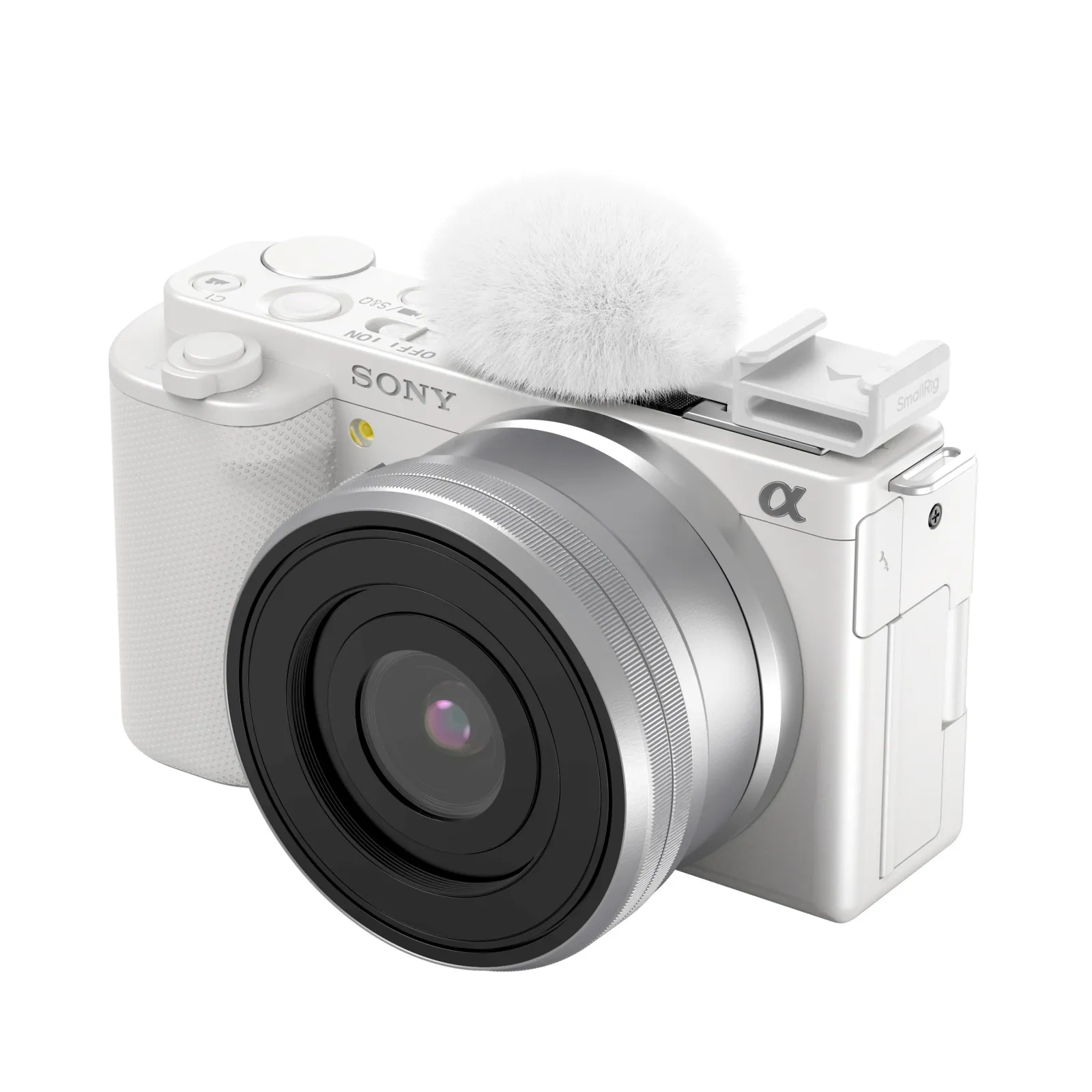 White Cold Shoe Adapter | Furry Windscreen for ZV Cameras