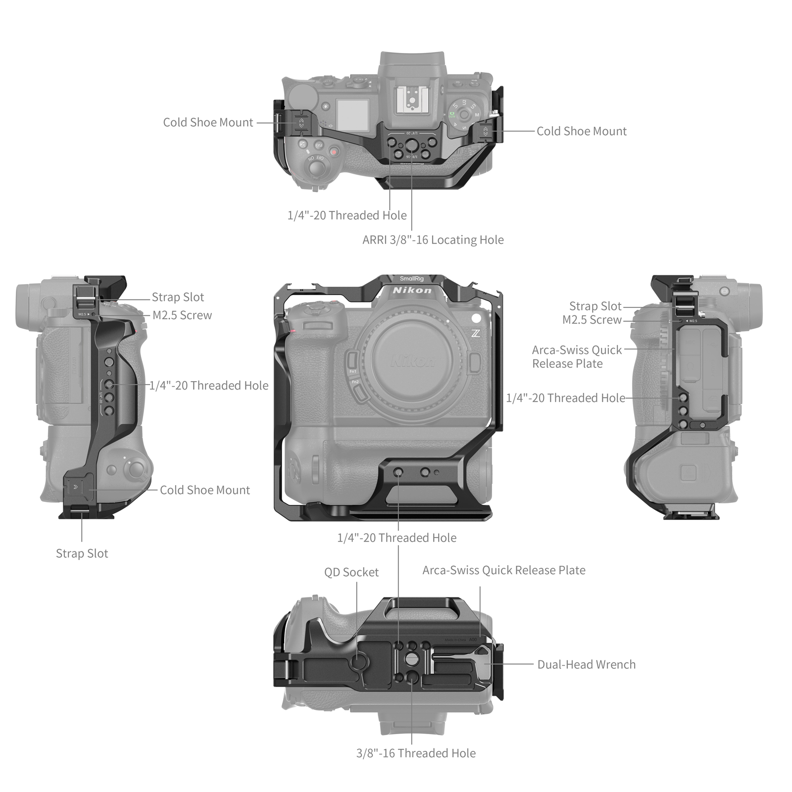 Nikon Z6III Cage + MB-N14 Grip | Dual Arca-Swiss QR