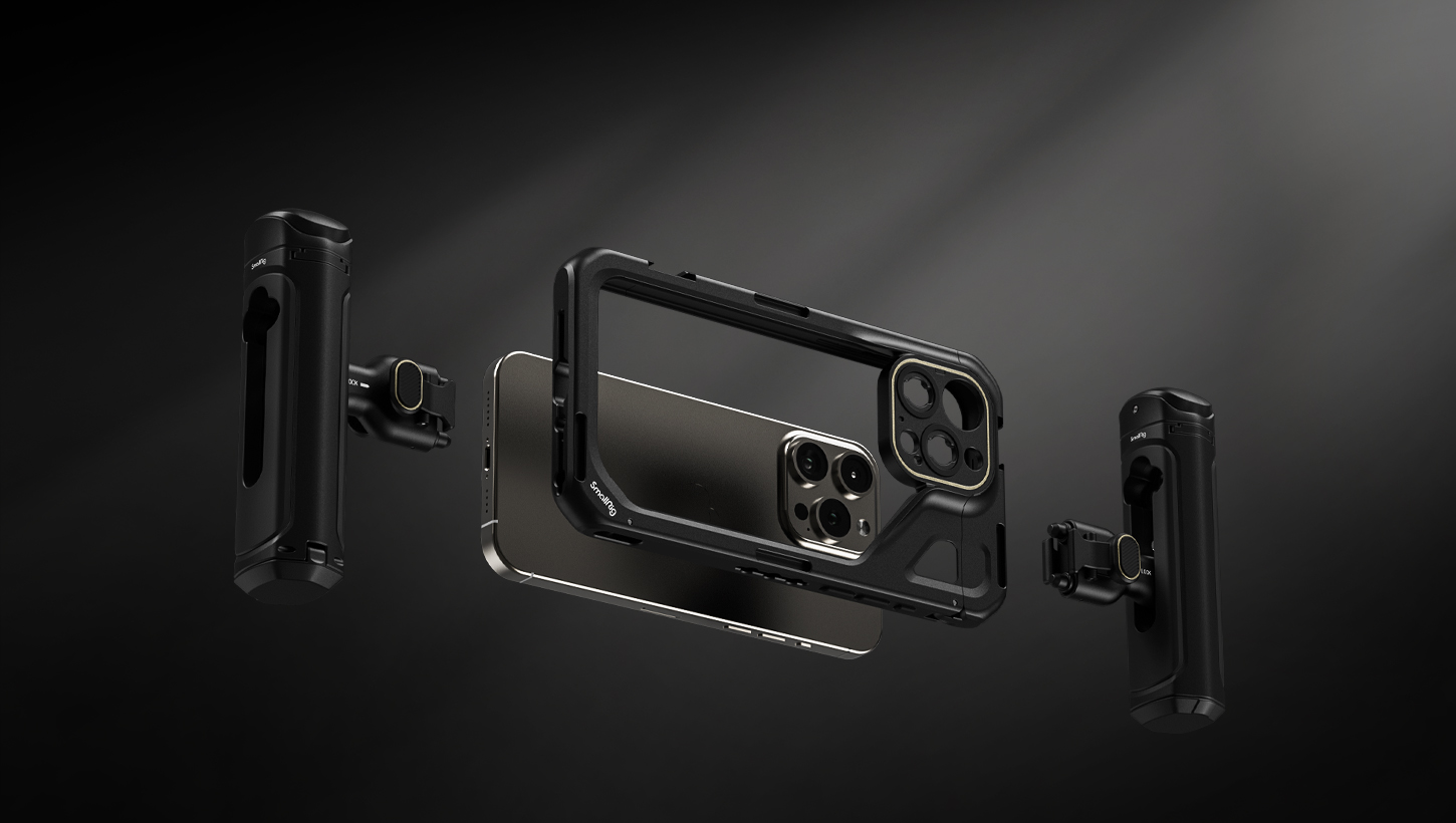 CATEGORY/Phone Rigs/Phone Cages iPhone 15 Pro Video Cage | M-Mount & MagSafe Rig | SmallRig-For Brands:Apple/For Models:iPhone 15 Pro/SKU:4396/Package Weight (kg):0.19/