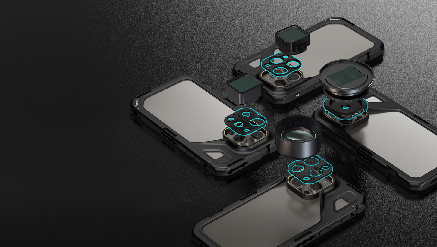 CATEGORY/Phone Rigs/Phone Cages iPhone 15 Pro Video Cage | M-Mount & MagSafe Rig | SmallRig-For Brands:Apple/For Models:iPhone 15 Pro/SKU:4396/Package Weight (kg):0.19/