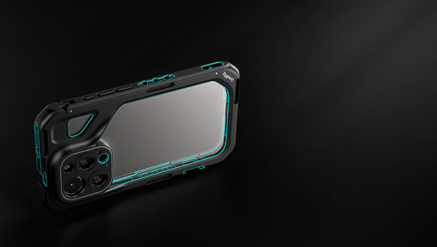 CATEGORY/Phone Rigs/Phone Cages iPhone 15 Pro Video Cage | M-Mount & MagSafe Rig | SmallRig-For Brands:Apple/For Models:iPhone 15 Pro/SKU:4396/Package Weight (kg):0.19/