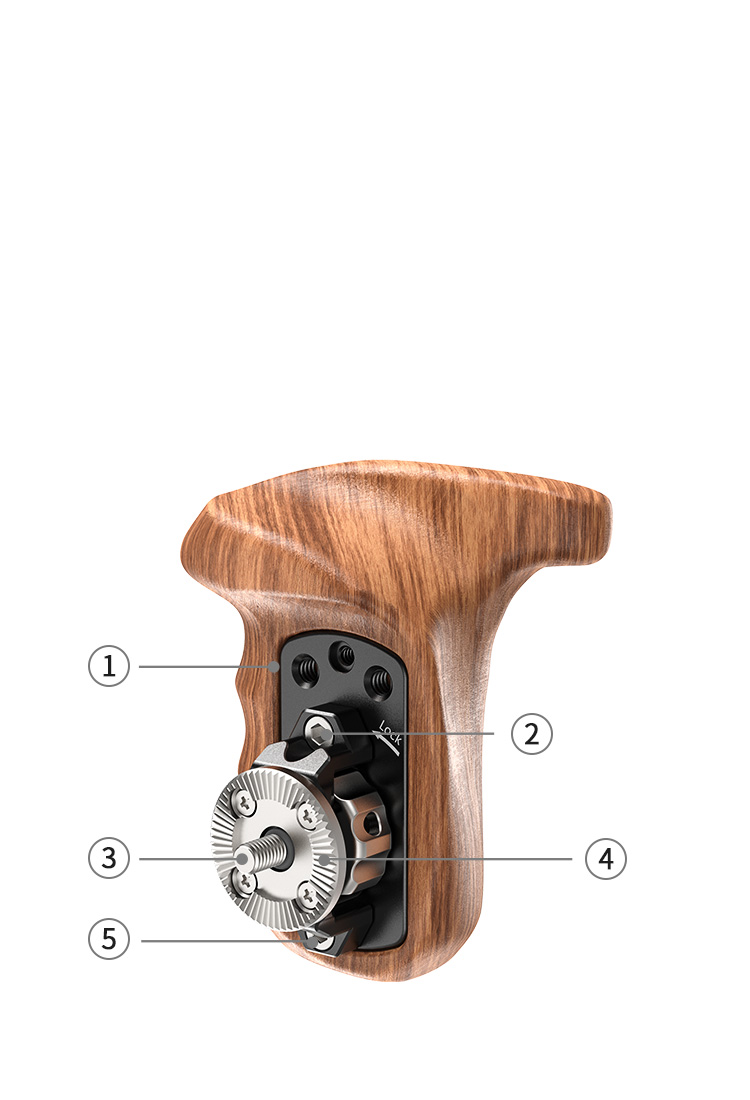 ARRIロゼット付きウッドグリップ（右手用）