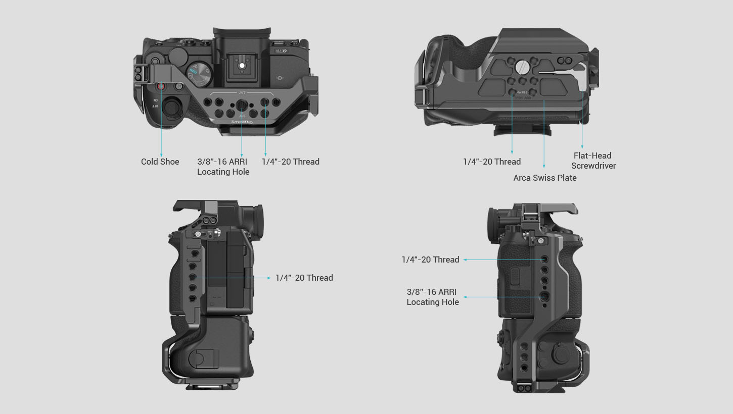 Kategori/Kamera Kafesleri/Sony Sony A7 Pil Tutucu Kafesi | G&uuml;venli NATO Bağlantısı | SmallRig-Markalar İ&ccedil;in:Sony/Modeller İ&ccedil;in:&alpha;7R IV?&alpha;7S III?&alpha;7 IV?&alpha;1?&alpha;7R V/SKU:3594/