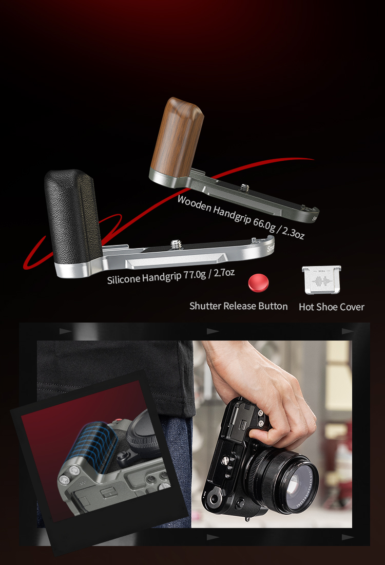 Wooden L-Shape Grip for X-T50 | Arca-Swiss | Ergonomic Wood