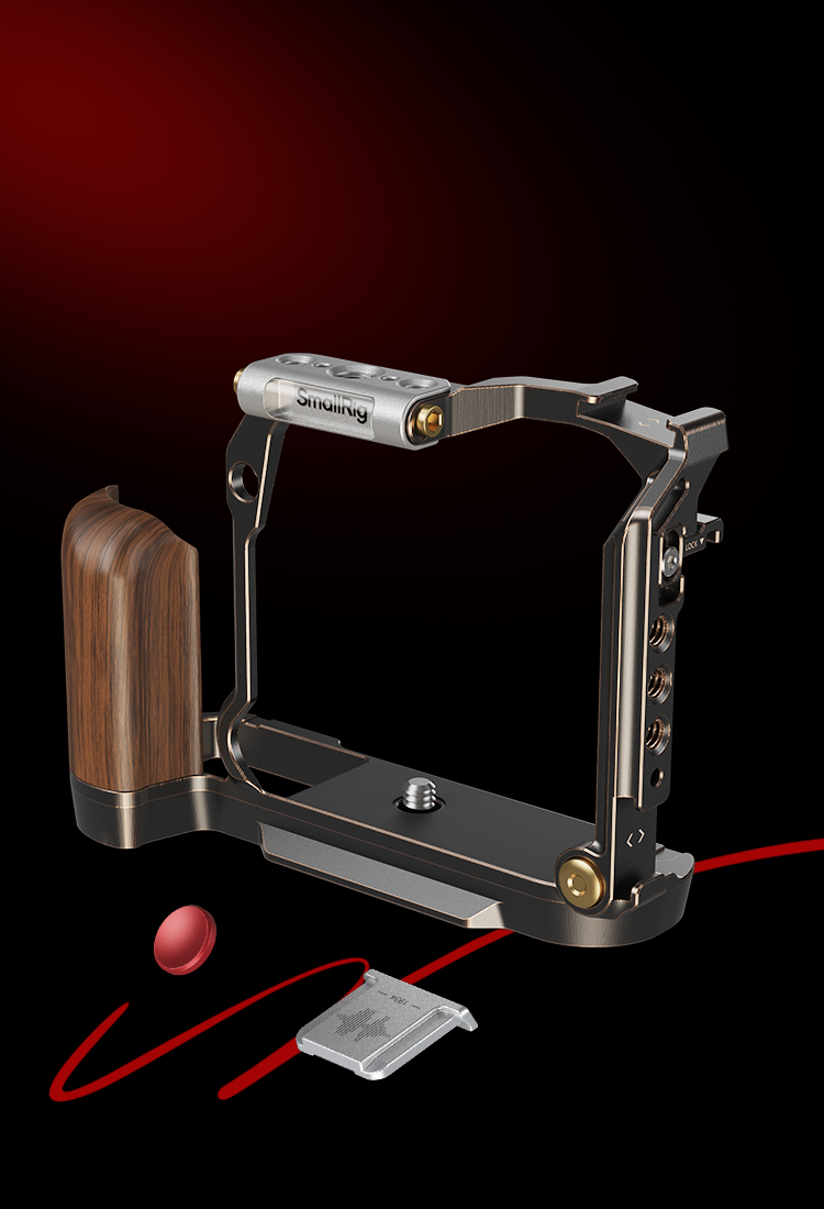 Retro Camera Cage for X-T50 | Protective Rig & Wooden Grip
