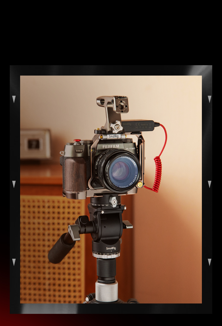 Retro Camera Cage for X-T50 | Protective Rig & Wooden Grip
