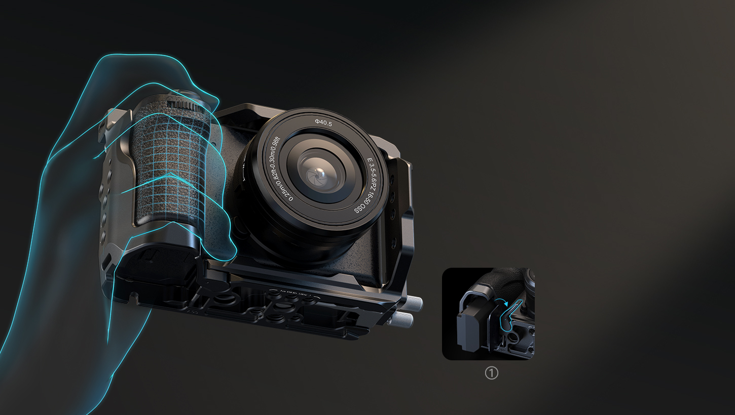 CATEGORY/Camera Cages/Sony α6700 Camera Cage Kit | Arca-Swiss, Port Protection-For Brands:Sony/For Models:α6700/SKU:4336/