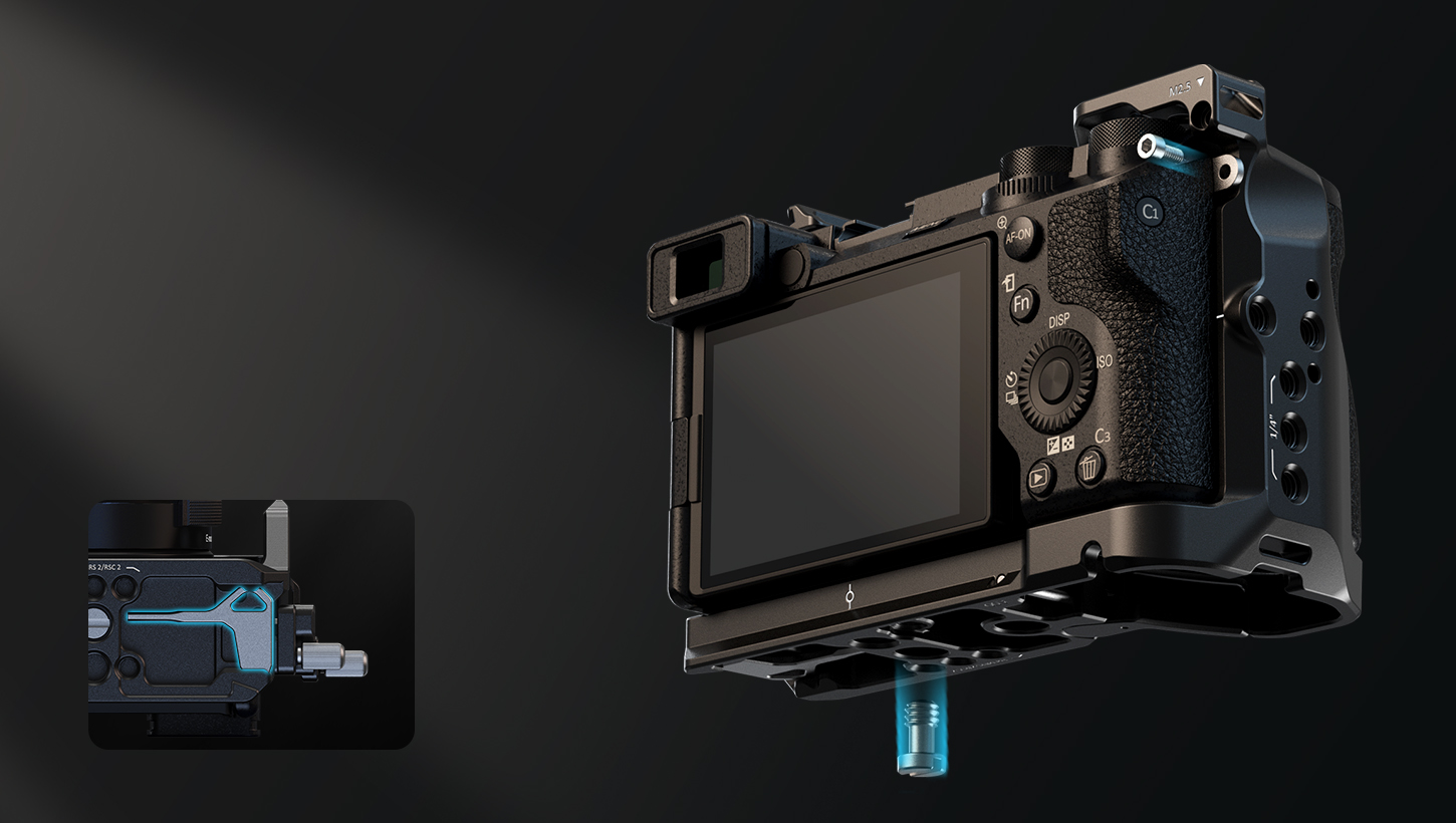 CATEGORY/Camera Cages/Sony α6700 Camera Cage Kit | Arca-Swiss, Port Protection-For Brands:Sony/For Models:α6700/SKU:4336/