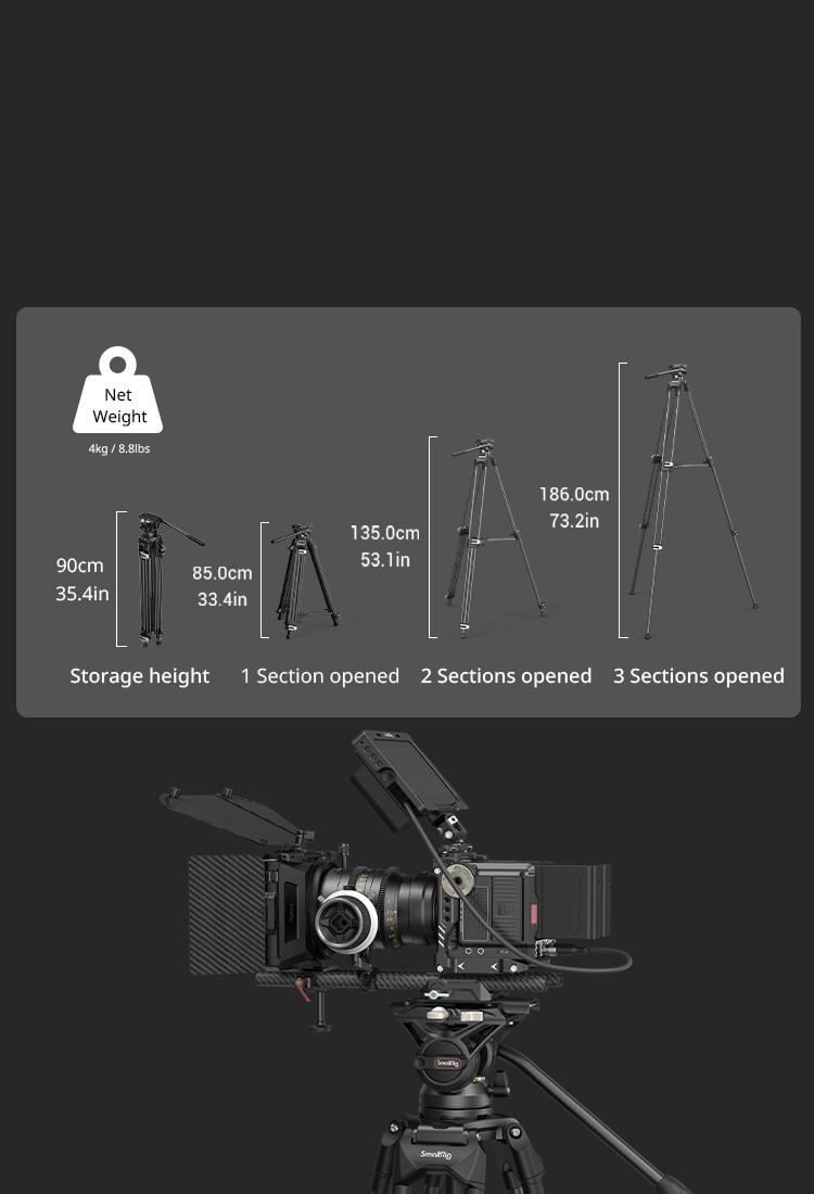 Fluid Head Tripod | HD, 8kg Load, DJI QR | SmallRig