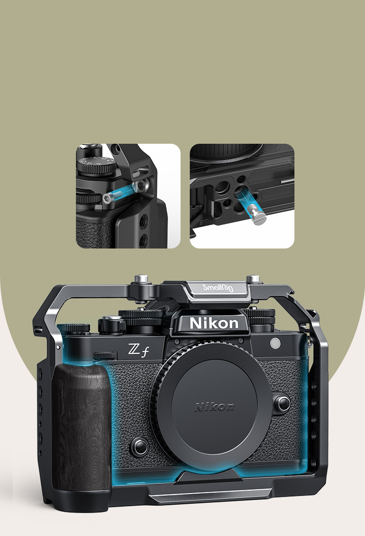 Nikon Z f Camera Cage | Wood Grip & Arca Plate | SmallRig