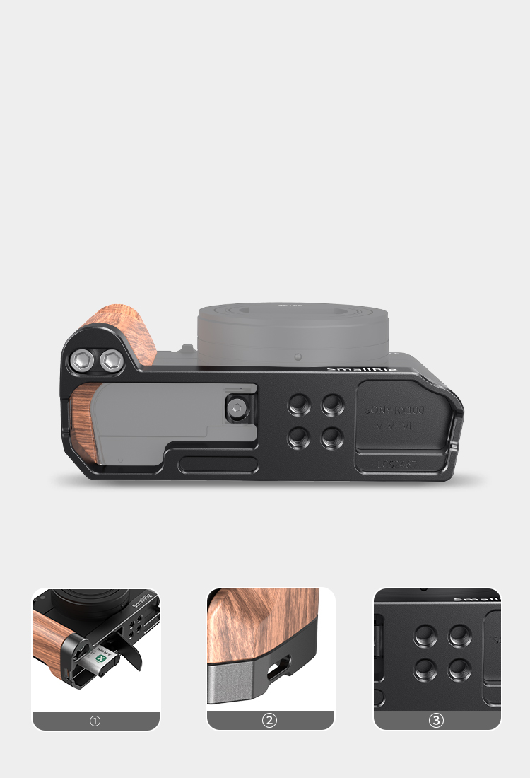 Sony RX100 III/ IV/ V（VA）/ VI/ VII用L型ウッドグリップ