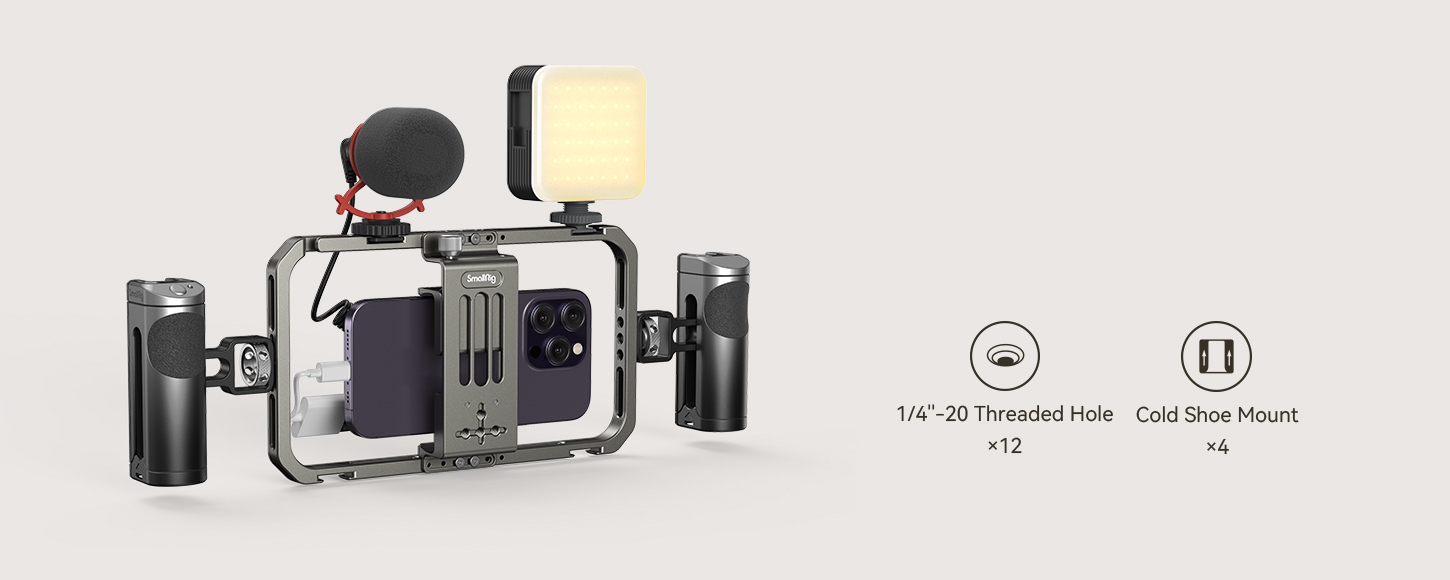 CATEGORY/Phone Rigs/Phone Video Rig Kits Phone Vlogging Kit | Universal Cage | SmallRig-For Brands:Apple/For Models:iPhone 12 series、iPhone 13 series、iPhone 14 Pro、iPhone 14 series、iPhone 15 Pro、iPhone 15 Pro